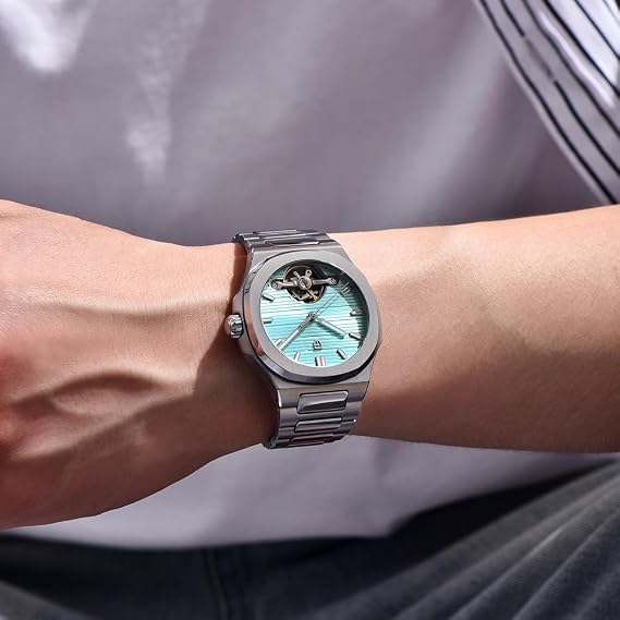 Pagani Design Men's Mechanical Watch Skeleton Tourbillon Full Stainless Steel AR Sapphire Mirror Waterproof Elegant Men's Automatic Watch