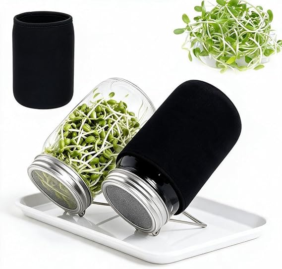 1000 ml sprout jar set of 2 with tray stand shade cloth bag and 304 stainless steel sieve germination lids sprout jars for sprout cultivation and germination of seeds