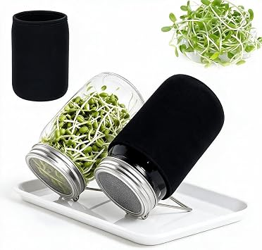 1000 ml sprout jar set of 2 with tray stand shade cloth bag and 304 stainless steel sieve germination lids sprout jars for sprout cultivation and germination of seeds