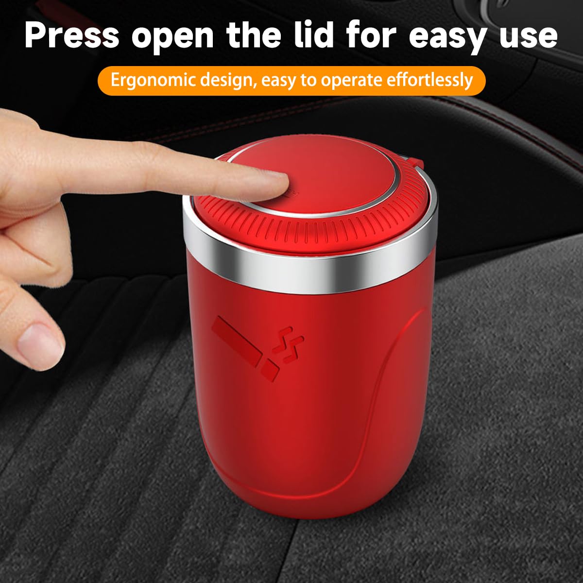 Posacenere Per Auto JNNJ - Con Coperchio, Portatile, Universale, Nero - Foto 6