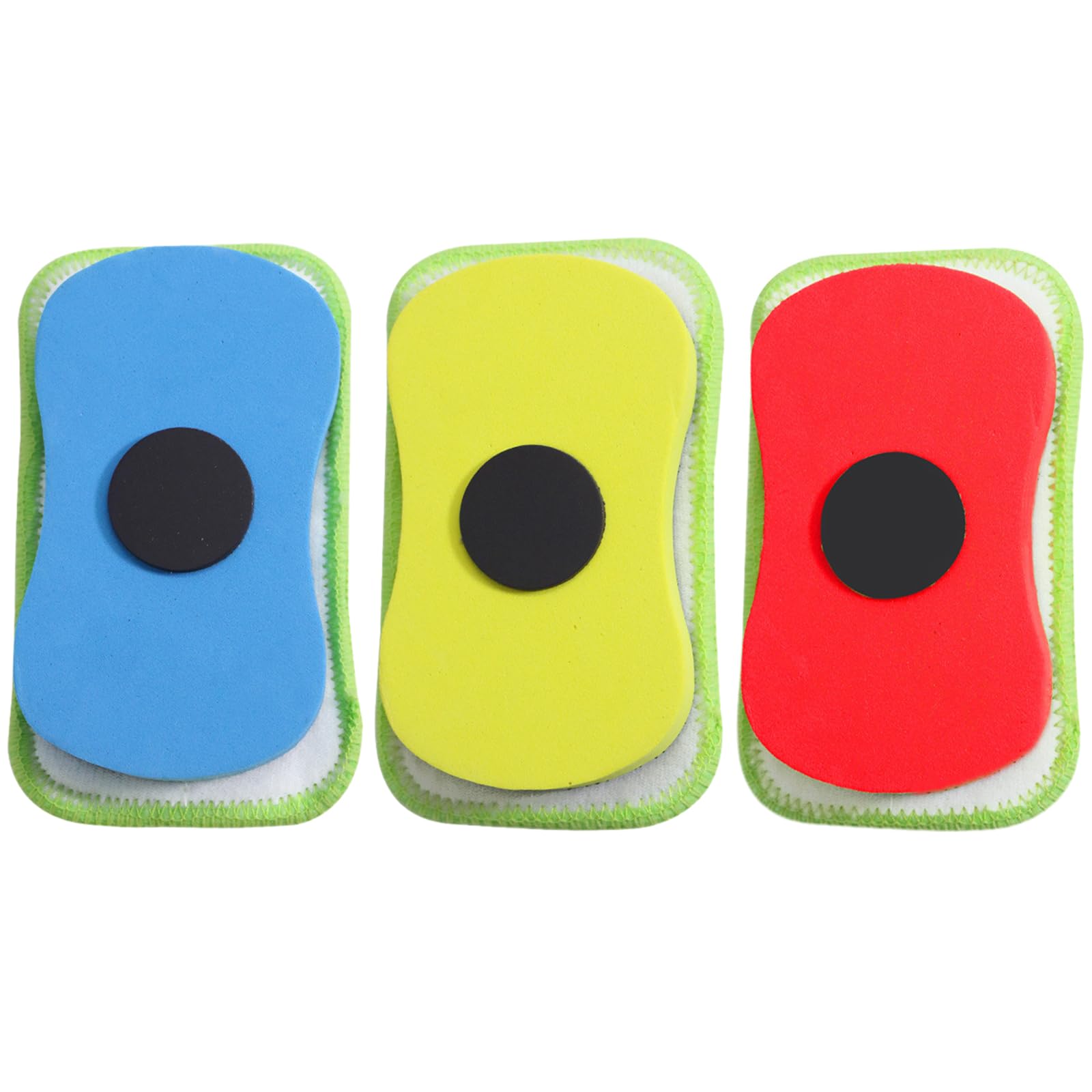 3 Pcs Washable Chalkboard Eraser, Magnetic Dry Eraser for Chalk Markers, Classroom Home Office School Supply (Blue+Yellow+Red)