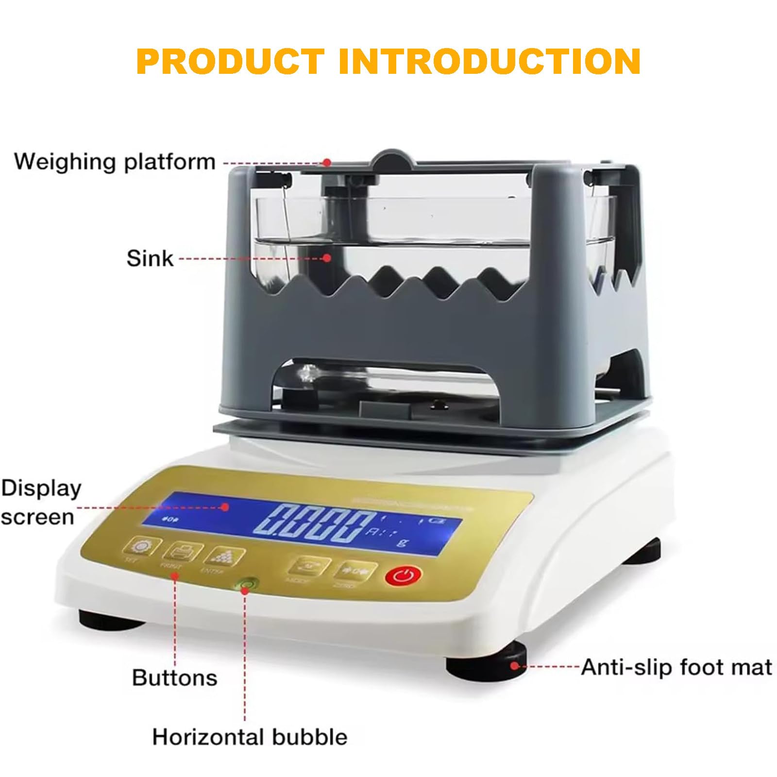 Gold Reinheit Analysegerät Digital Elektronische Testmaschine 1200g Dichtemessgerät für Edelmetall-Authentizitätserkennung