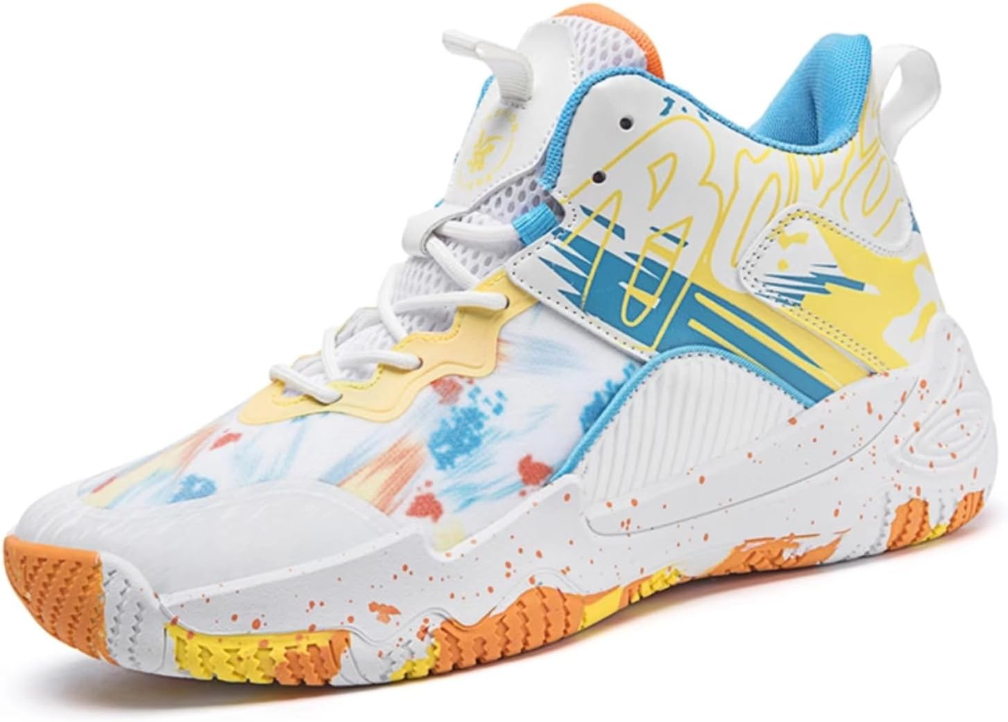 Womens Breathable Mesh High Top Basketball Shoes Lightweight Non-Slip Sport Shoes Fashion Graffiti Soft Training Runnig Tennis Sneakers