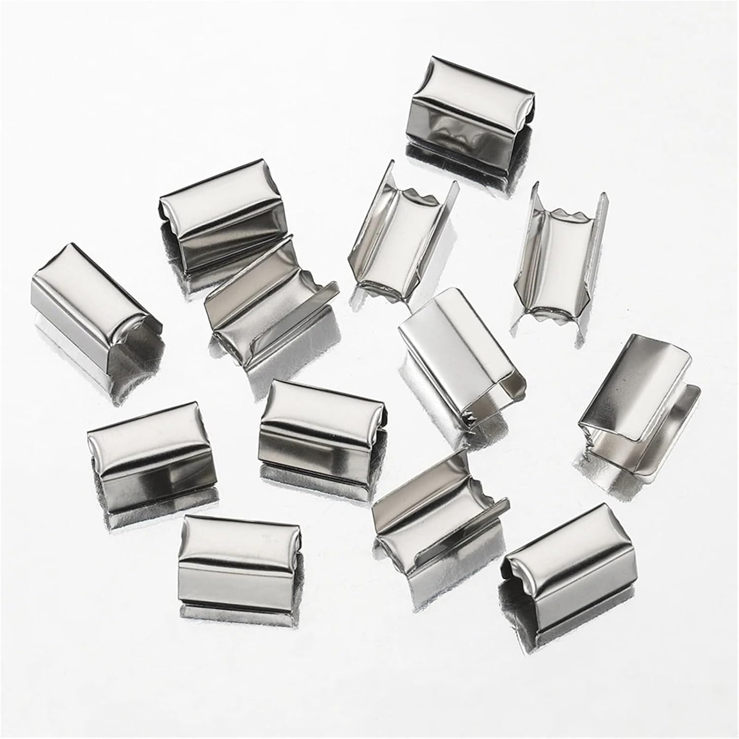 Cord Ends for Jewelry Making 500PCS Fastener Crimping Rope Cord String 8x13mm Metal Foldable Clip(5.5x11mm Rhodium)