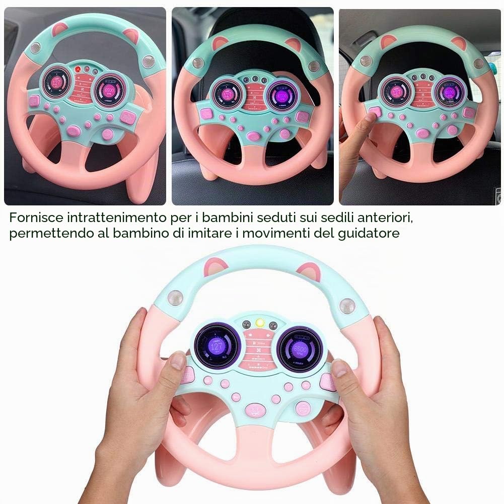 Modello di Volante di Simulazione con Musica e Luce, Imparare Guidare Il Giocattolo Gioco Interattivo Educazione Giocattolo Cognitivo Accessori per Auto Compleanno Natale per