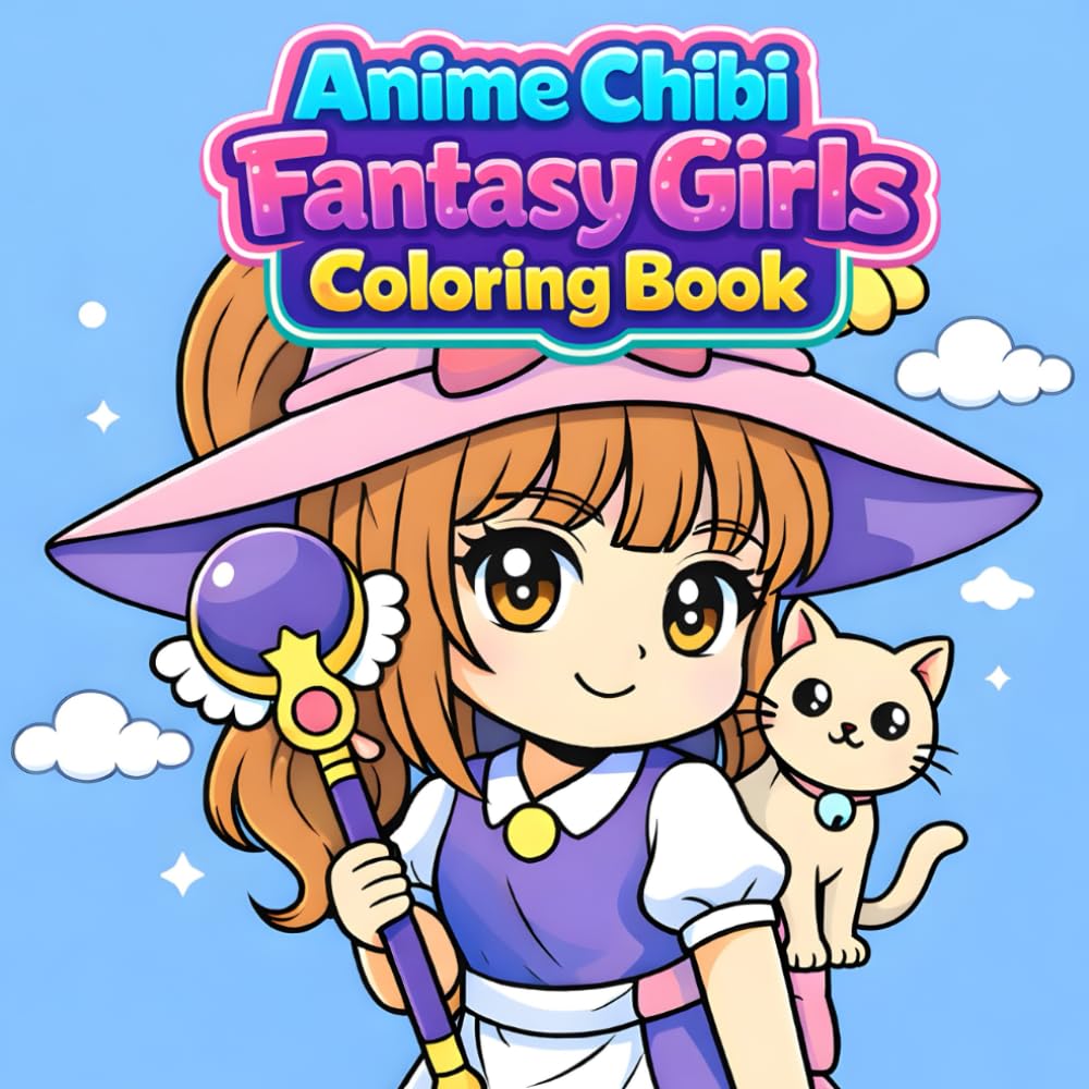 Anime Chibi Fantasy Girls Coloring Book: 50 Cute Fantasy Bold and Easy Coloring Pages for Fun