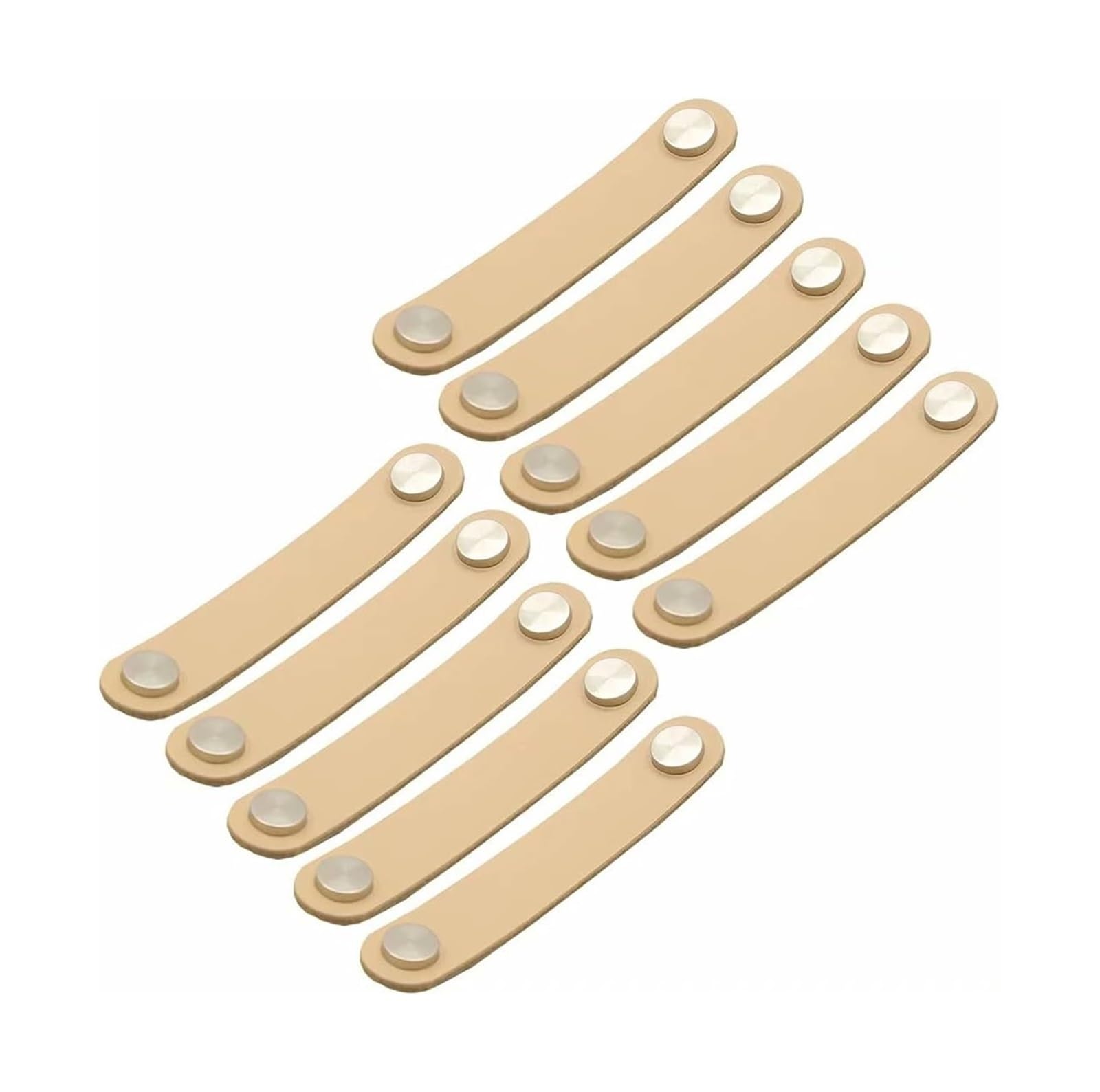 Opeximatun Khaki Leather Drawer Handles, Leather Furniture Handles 10 Pcs Stainless Steel Multicolor Multiple Sizes(,Hole Distance 96Mm)