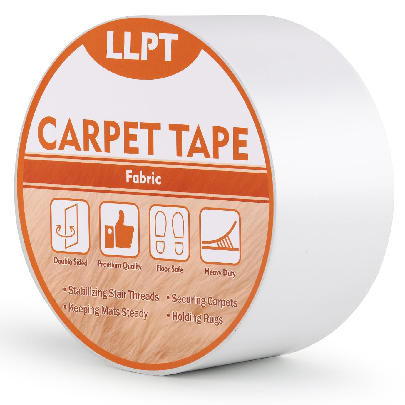 LLPT Double Sided Carpet Tape for Area Rugs 2" x 16.5 Ft Residue Free Heavy Duty Removable Easy Use Strong Adhesive Rug Gripper Tape for Laminate Hardwood Floors Carpet Tile (DCT505P1)