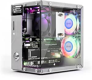 Pironman 5 NVMe M.2 SSD PCIe Mini PC Case for Raspberry Pi 5 with Tower Cooler+Dual RGB Fans, 0.96'' OLED Module, Safe Shutdown, Standard HDMI, RGB Effect, Stylish Design, High Performance