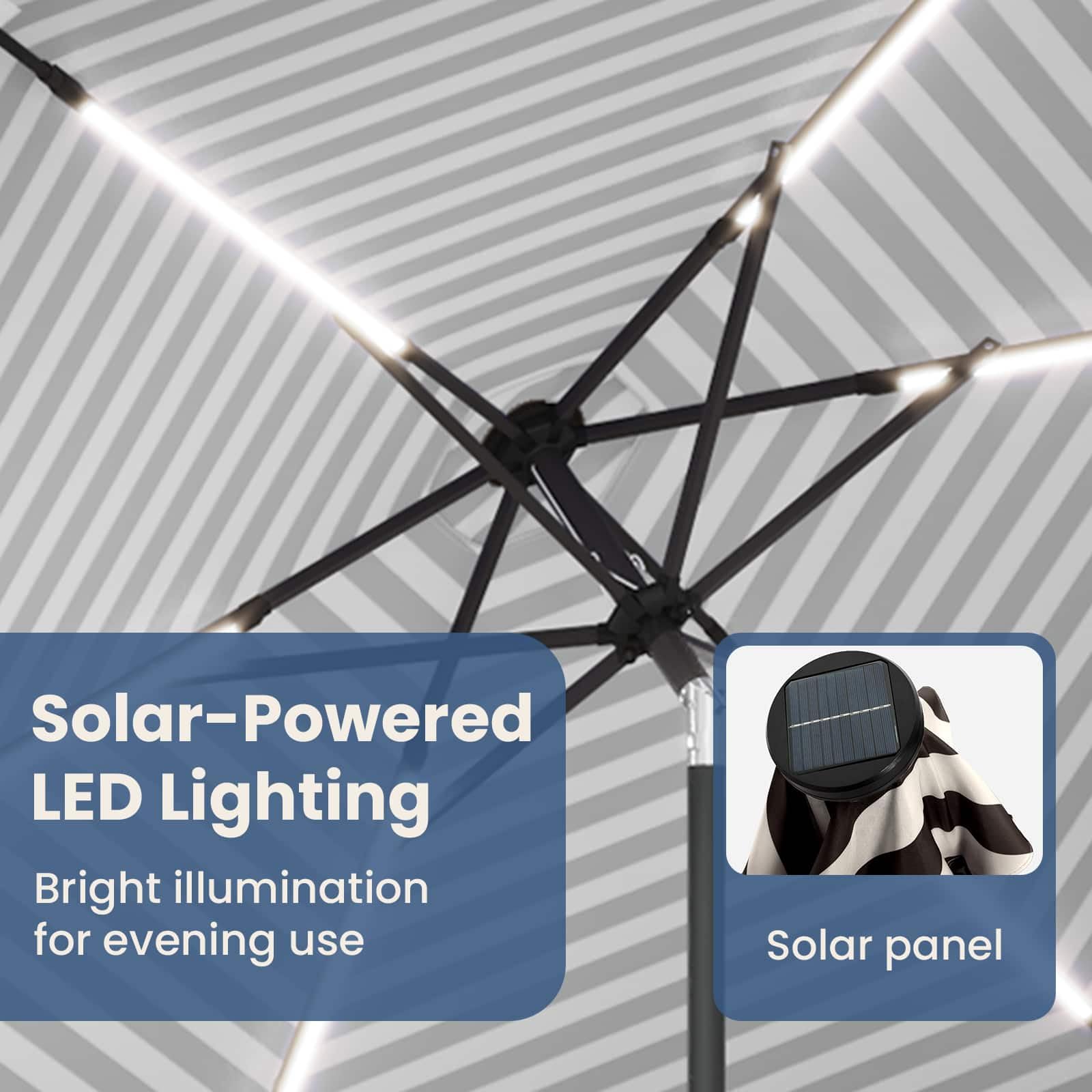 vidaXL Parasol ogrodowy z oświetleniem LED i podstawą 270 x 270 cm