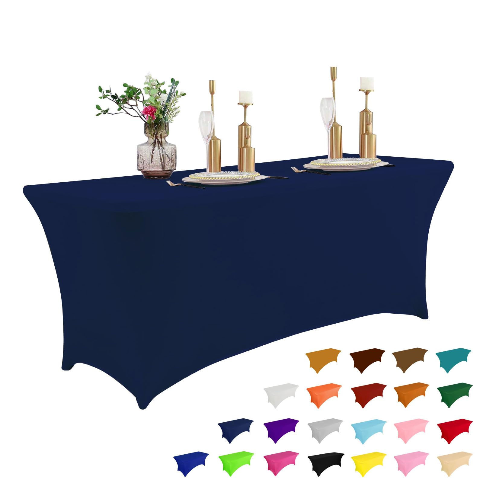 Photo 1 of **HAS A HOLE**IVAPUPU 6FT Table Cloth for Rectangular Fitted Events Stretch Jean Blue Table Covers Washable Cover Spandex Tablecloth Protector for Party, Wedding, Cocktail, Banquet, Festival