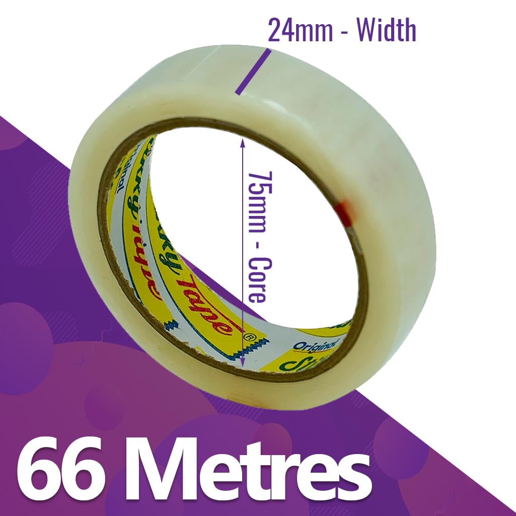 Trimming Shop 6 Rolls 24mm X 66m Clear Adhesive Tape Transparent Sticky Strip For Gift Wrapping, Packaging, Office, School, Home Diy Crafts & Packaging, Long Cellulose Based Stationery Sealing Film P 180803492 - View #9