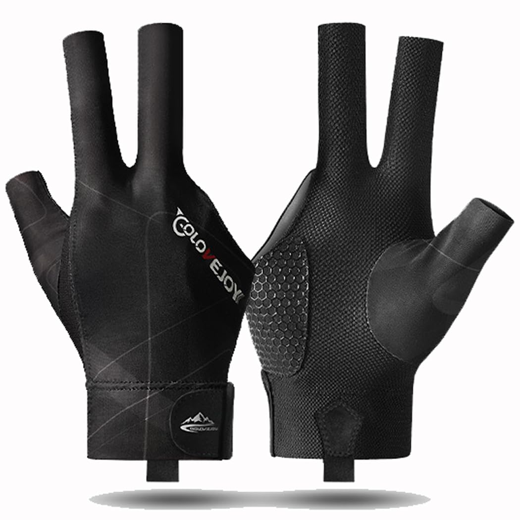 REVHQ Billiards Glove 3 Finger Pool Glove for Right Hand, Durable Double Stitched, Snooker Cue Sport Glove Popular Sizes for Men & Women