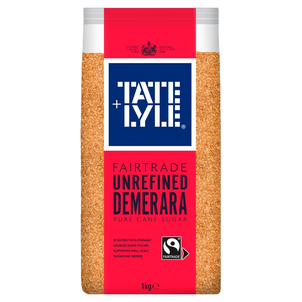 Tate & Lyle - Fairtrade Demerara Pure Brown Sugar - Fruity, Sweet-Spiced Crystals with Crunch - For Hot & Cold Drinks, Baking and More - Vegan, Vegetarian & Suitable for Kosher Diets - 1kg