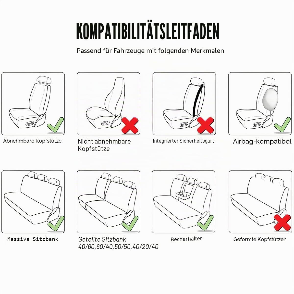 JNNJ 9 Stück Auto Schonbezug Autositz, Autositzbezug PU-Leder, Auto-Schonbezüge Für Die Vordersitze & Rückbank, Universelles Auto-Innenausstattungs-Set Für Die Meisten Autos, Limousinen(Blau)