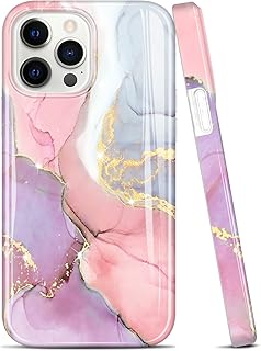 JIAXIUFEN Etui na telefon komórkowy iPhone 13 Pro Max, silikonowe, etui ochronne, etui na telefon komórkowy do iPhone 13 Pro Max 2021 6,7" - marmur różowy fioletowy