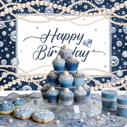 Fondo para fotografía 7x5ft Bcuuipo Happy Birthday Denim miniatura 4