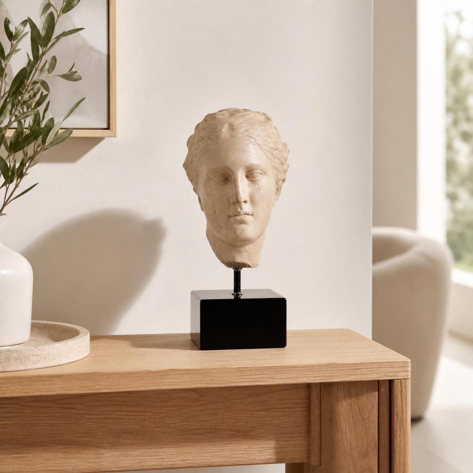 Busto Resina Resistente Al sgaste Escultura con Base Figura corativa para Salón, Recibidor