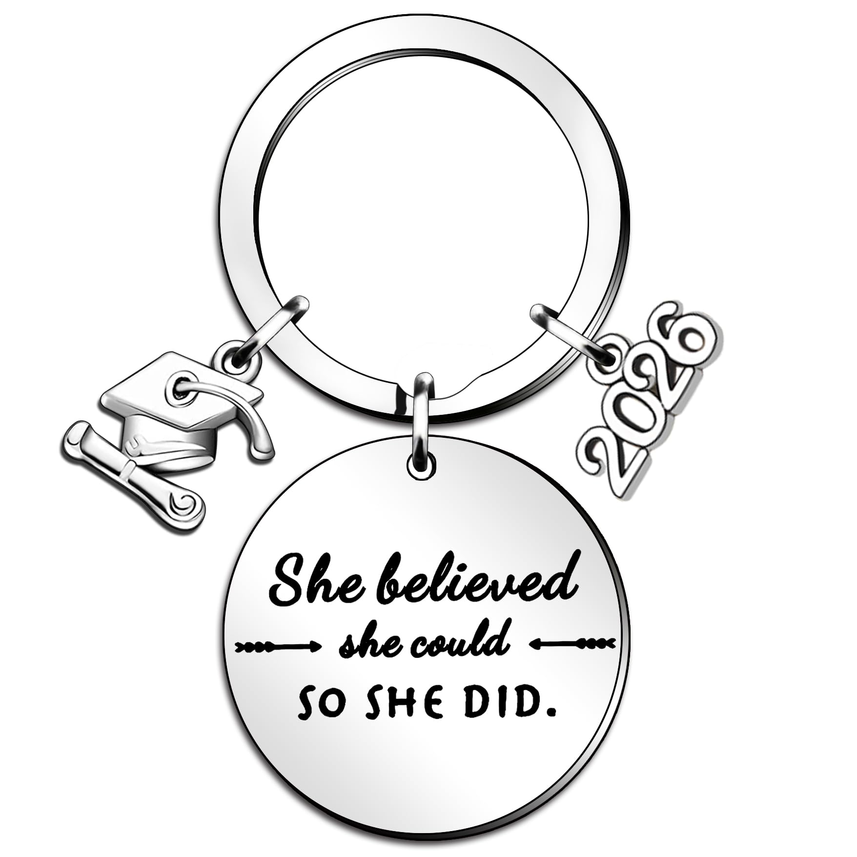 Qmvmv Girls Silver Graduation Gifts Keyring Class Of 2026 Graduate Inspirational Gift She Believed She Could So She Did High School College Grad Best Friends Daughter Niece Women Her