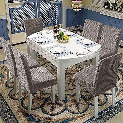 KELUINA Stretch Jacquard kitchen Dining Room Chair Covers,Removable Chair Seat Covers for Dining Chairs Set of 1/2/4/6,Parsons Chair Protector Decoration Covers(Taupe,4 Pcs) - Image 3