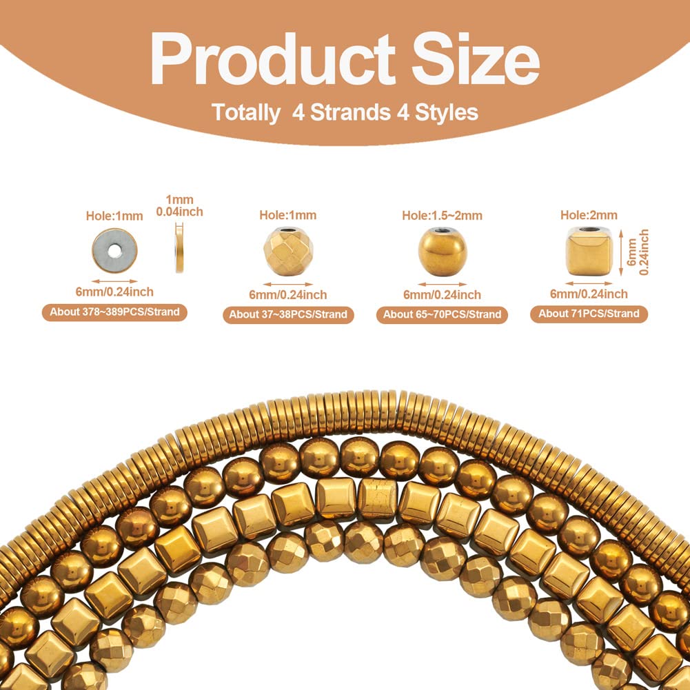 Cheriswelry 4 Strands Non-Magnetic Synthetic Hematite Beads Flat Round Cube Disc Heishi Beads for Necklaces Bracelets Jewelry Making - Image 3