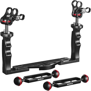 MINIFOCUS Underwater Camera Handle Tray Bracket & 6" Double Ball Aluminum Alloy Extension Arm