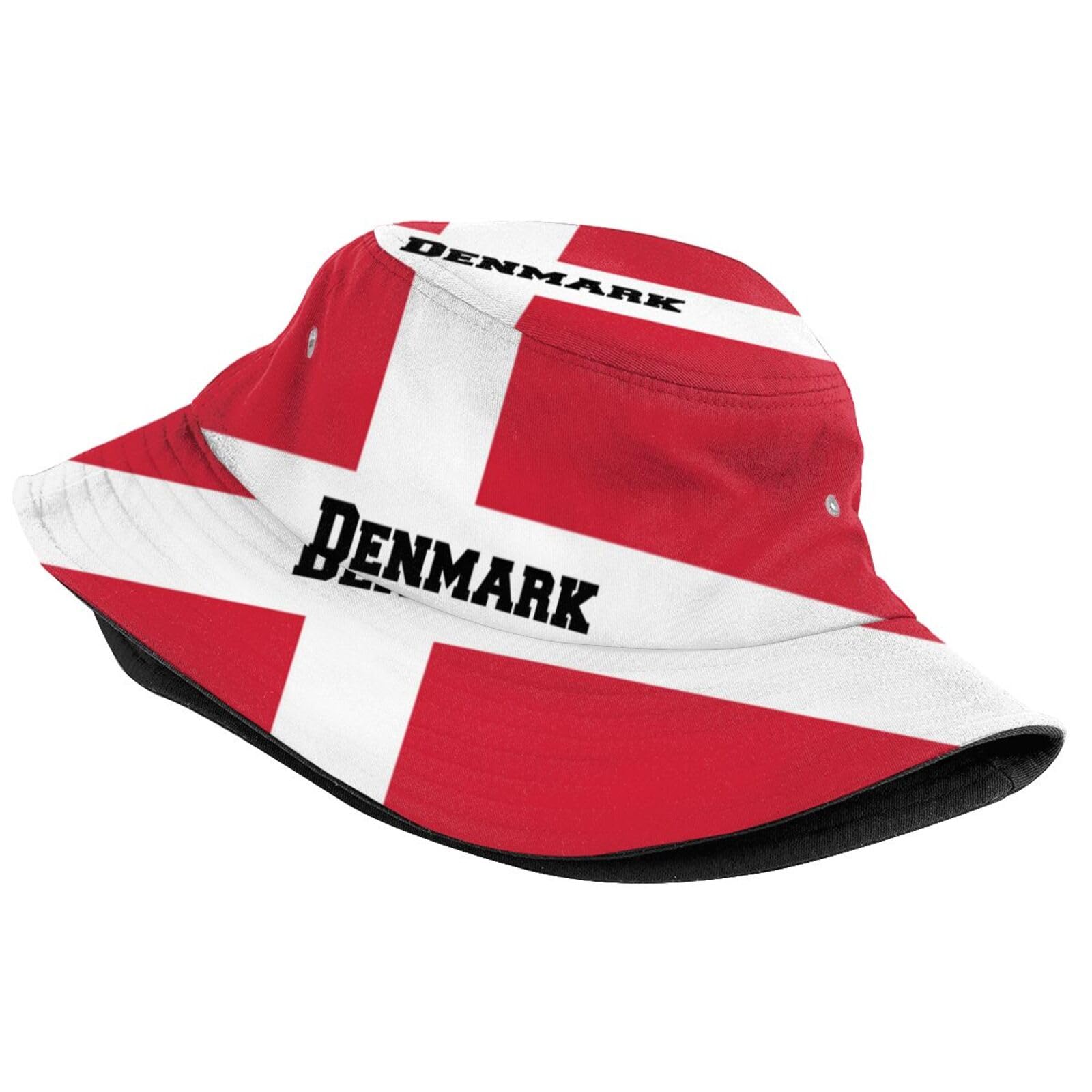 Cute Denmark Danish Flag Bucket Hats for Women Men Packable Summer Beach Sun Hats Outdoor Fisherman Cap