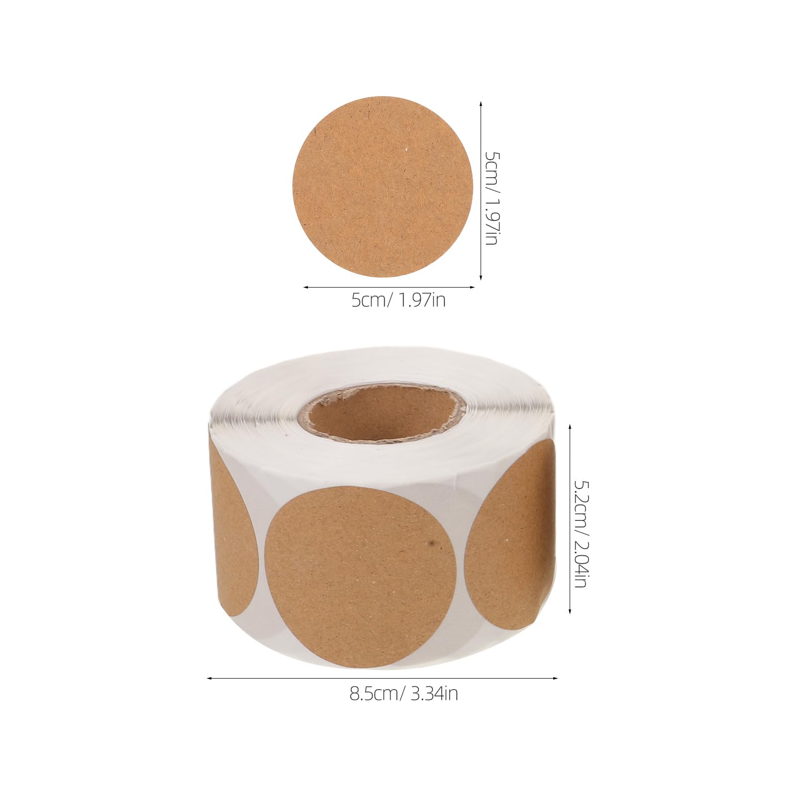 BESTonZON 3pezzi Etichette Adesive Circolari in Kraft per Chiusura Buste e Barattoli Adesivi Autoadesivi Rotondi Marroni Scrivibili Adatti Contenitori Alimentari Scatole Regalo e Confezionam