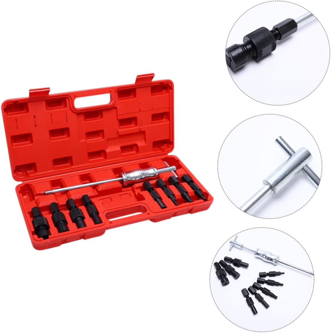 9pcs Inner Hole Bearing Puller Set with Steel Slide Hammer Attachments Auto Repair Bearing Removal Tool for Automotive Maintenance