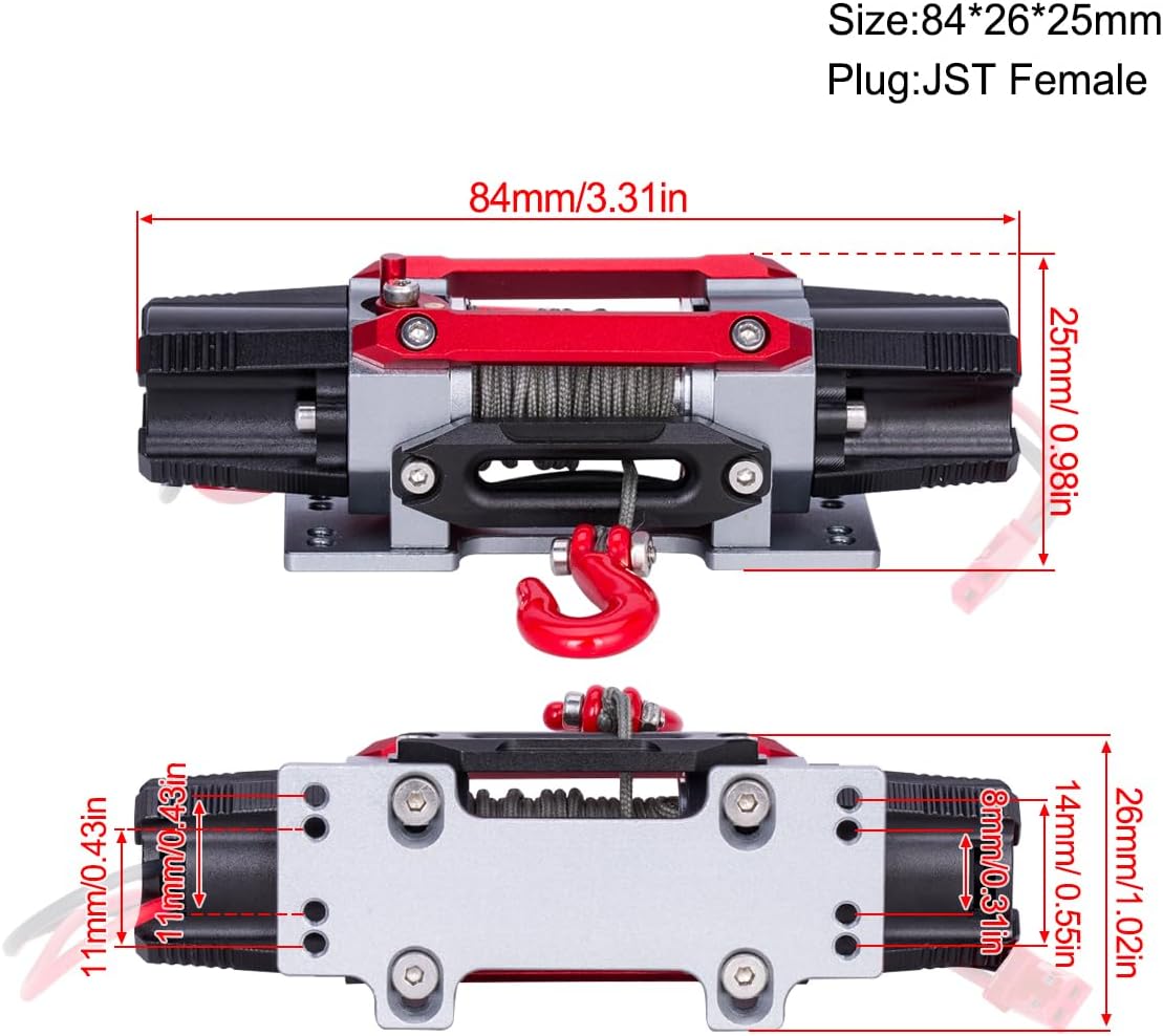 CNC Dual Motor Metal Simulated Winch for 1/8 1/10 RC Crawler Car TRX4 SCX10 RC4WD D90 KM2 Upgrade Parts
