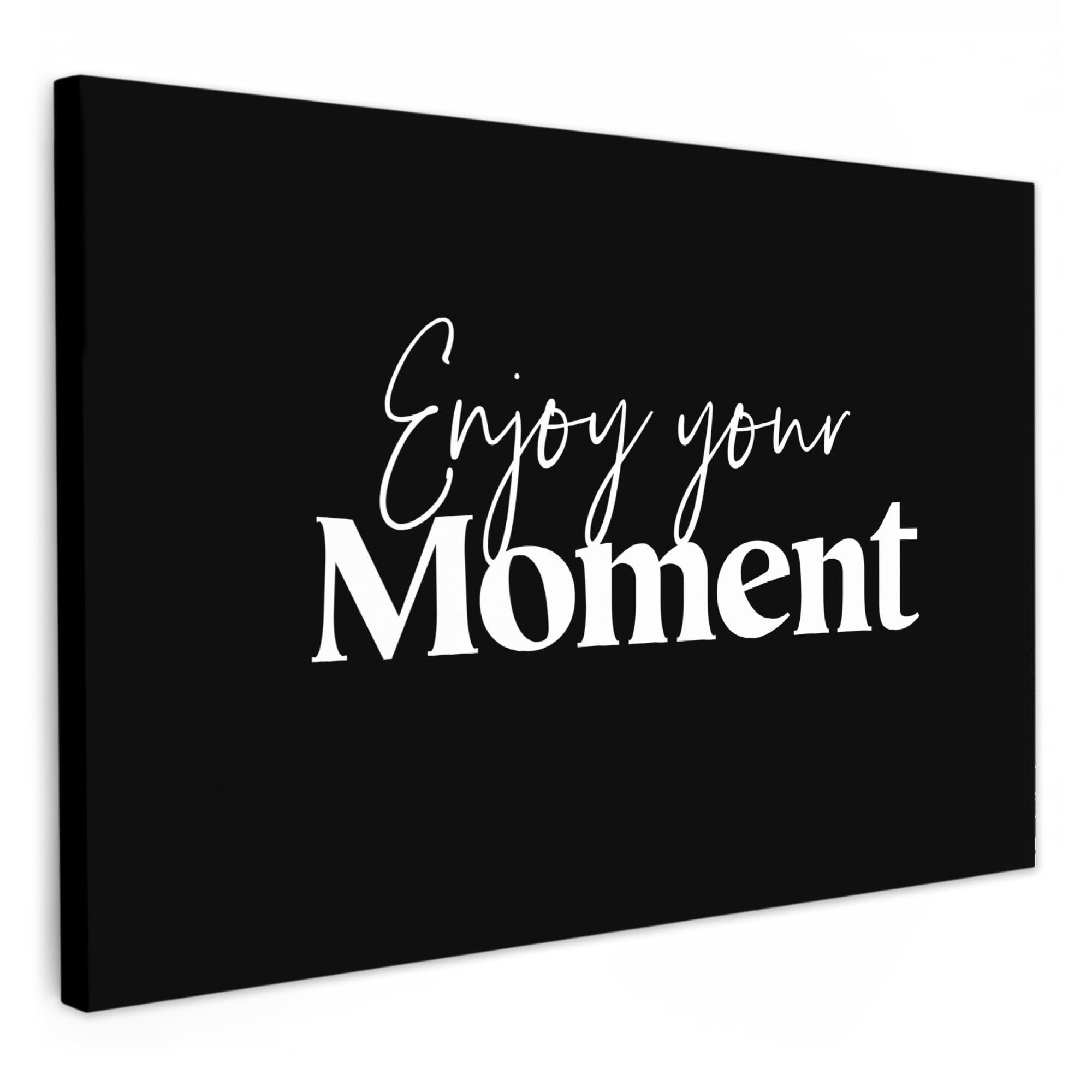 MuchoWow© Canvas Wall Art Work 30x20 cm Room Decor Painting Wallfillers Picture Decoration Prints Quotes - Enjoy your moment - Proverb - Black