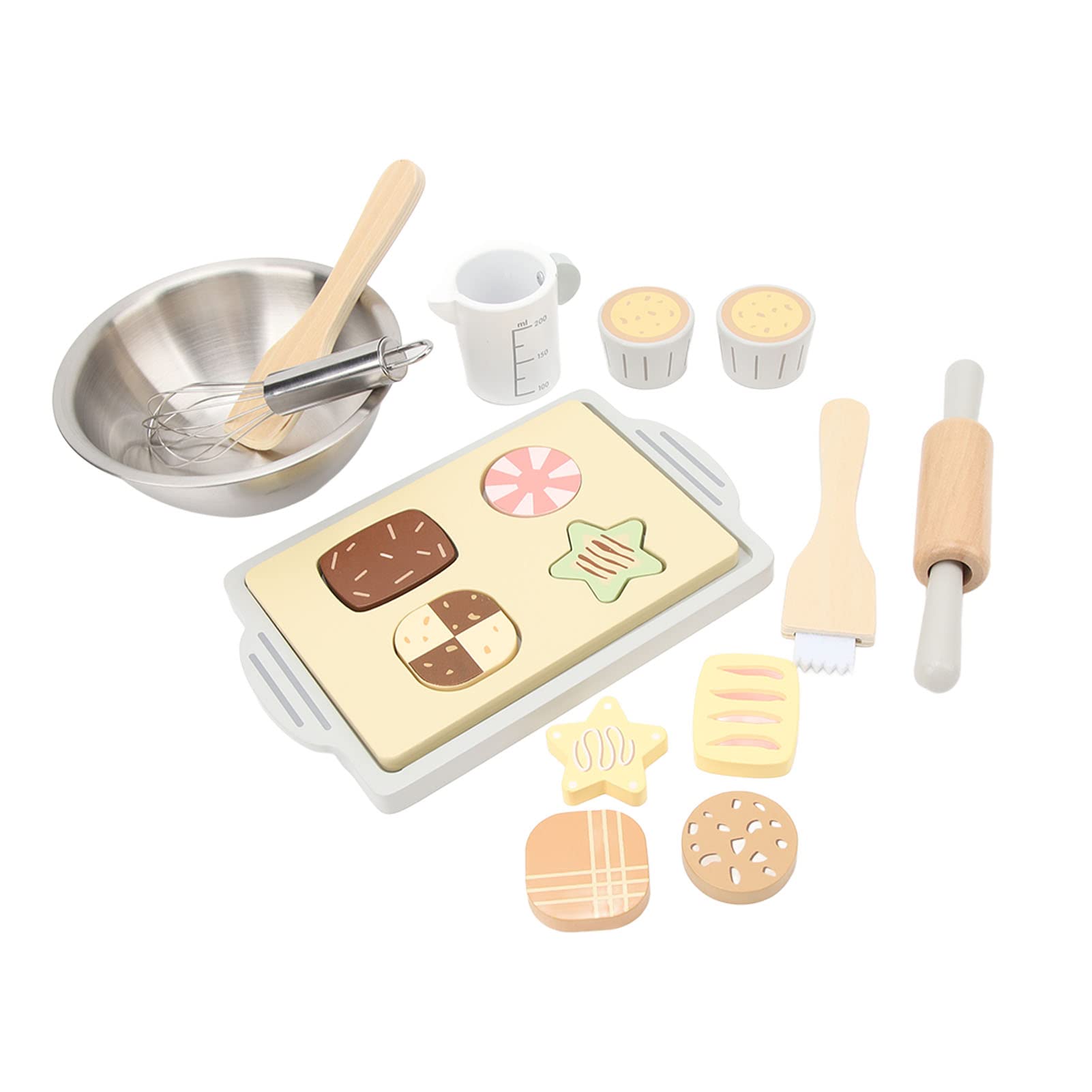Giocattoli da Cucina in Legno Giocattoli per il Mento dei Bambini Utensili da Cucina per Bambini Set da Gioco per Dolci Bilancia Elettronica con Misurino in Legno di Faggio e Metallo Educativi