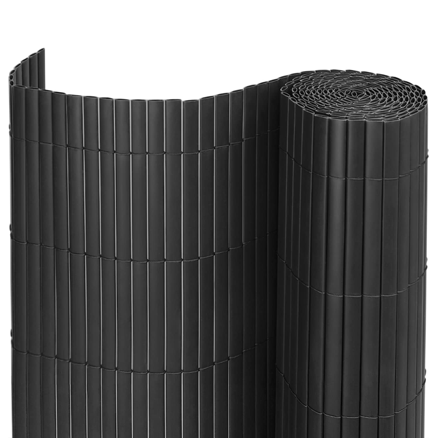 Warmiehomy PVC Garden Screening 1m High, Artificial Bamboo Fence Screening, Weatherproof Outdoor Fence Privacy Screen for Garden, Balcony, Terrace(Grey Screen, 1m High x3m Wide)