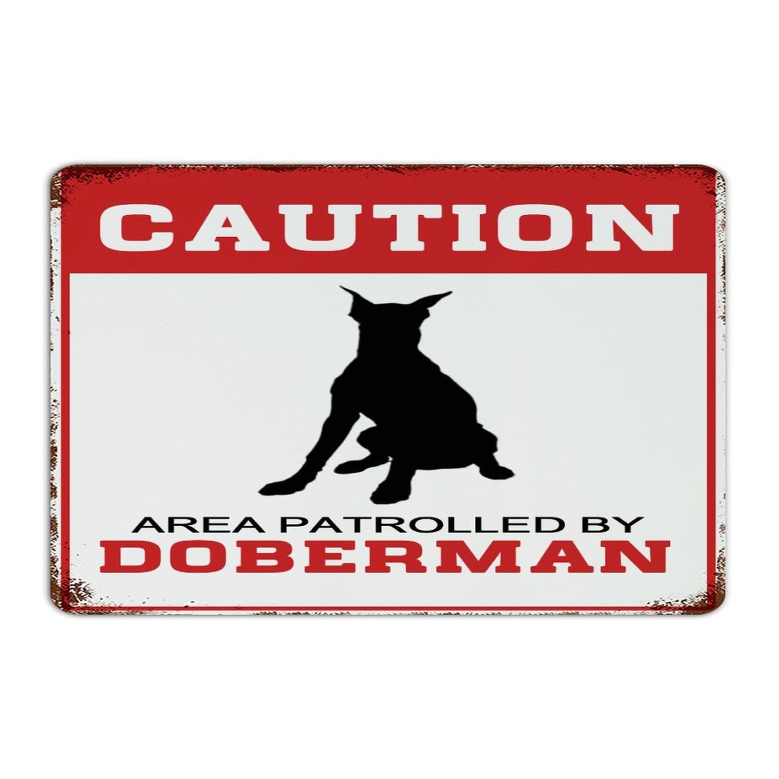 Chien Doberman plaque en métal 30x45cm signalétique de sécurité