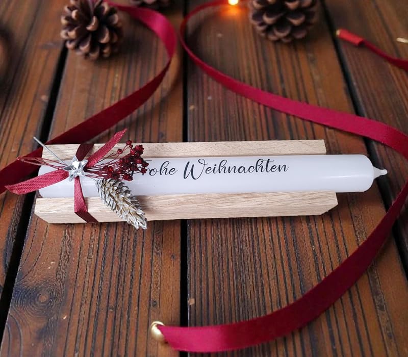 Geschenkkerzen - Stabkerze mit Spruch - 'Frohe Weihnachten'...
