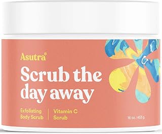 ASUTRA Dead Sea Salt Body Scrub with Vitamin C & Citrus Oils, 16oz - Gentle Exfoliator, Ultra Hydrating Moisturizer for Smooth Skin