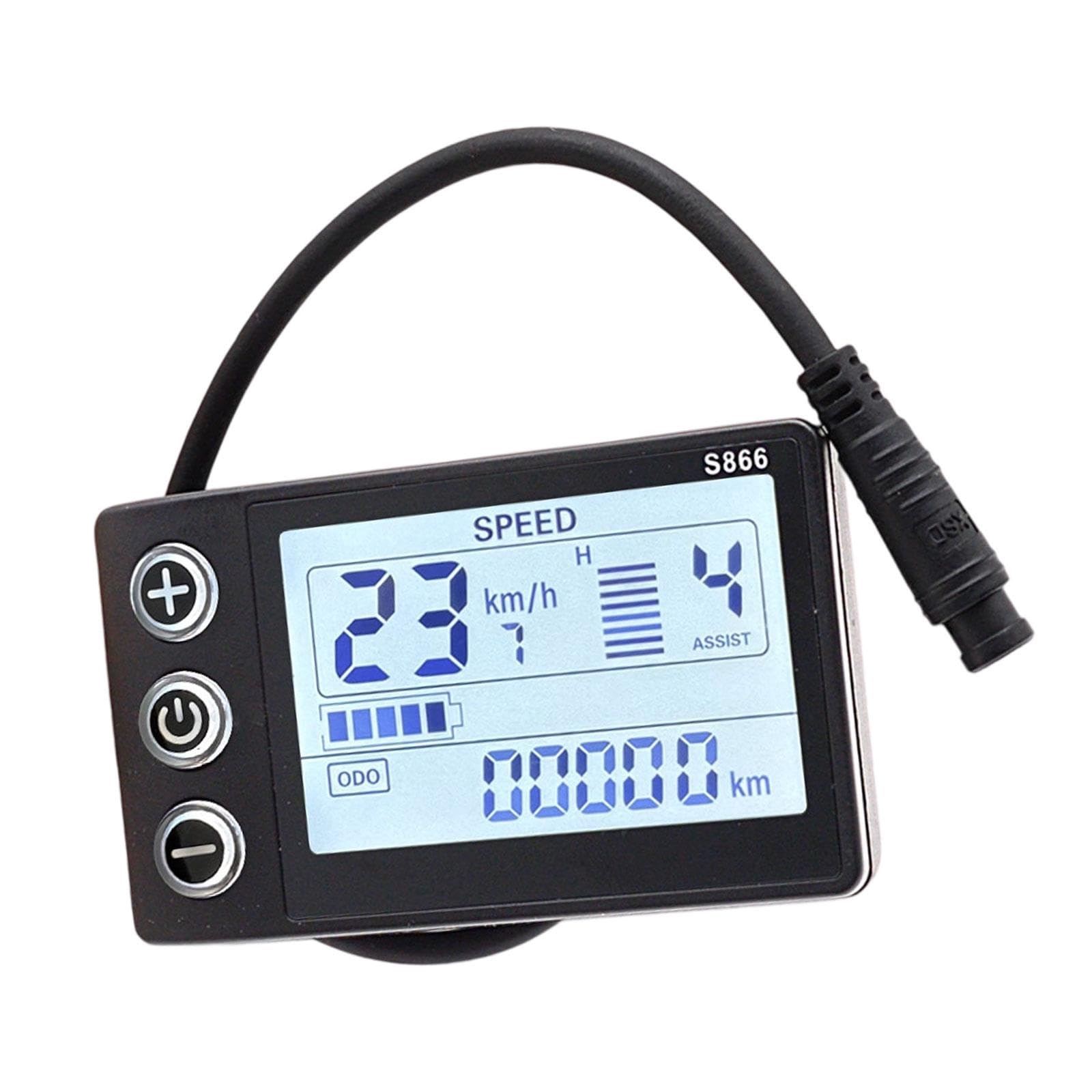 Milageto Compteur S866 pour vélo électrique, avec connecteur étanche, Panneau de Commande résistant à l'usure, 24 V, 36 V,