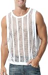 Mens Fishnet Tank Top Mesh Sleeveless T-Shirt Hollow Out Sheer Vest Undershirts