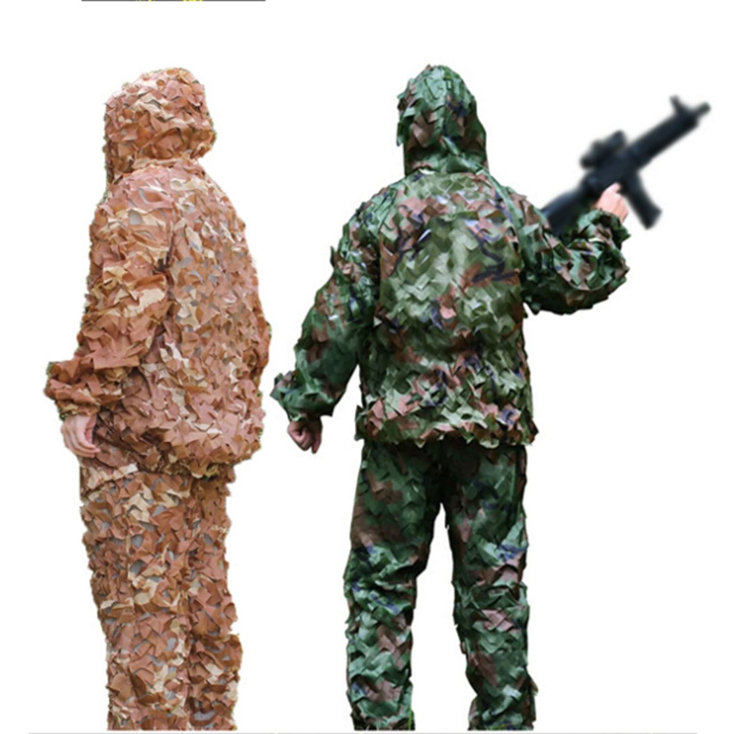 Tenue Camouflée Chasse,Tenue Camouflage Chasse XXL Manteau De Sniper Vêtements De Camouflage avec Capuche Élastique Cerf ChasseLéger,pour La Chasse Photographie De La Faune Homme Femme