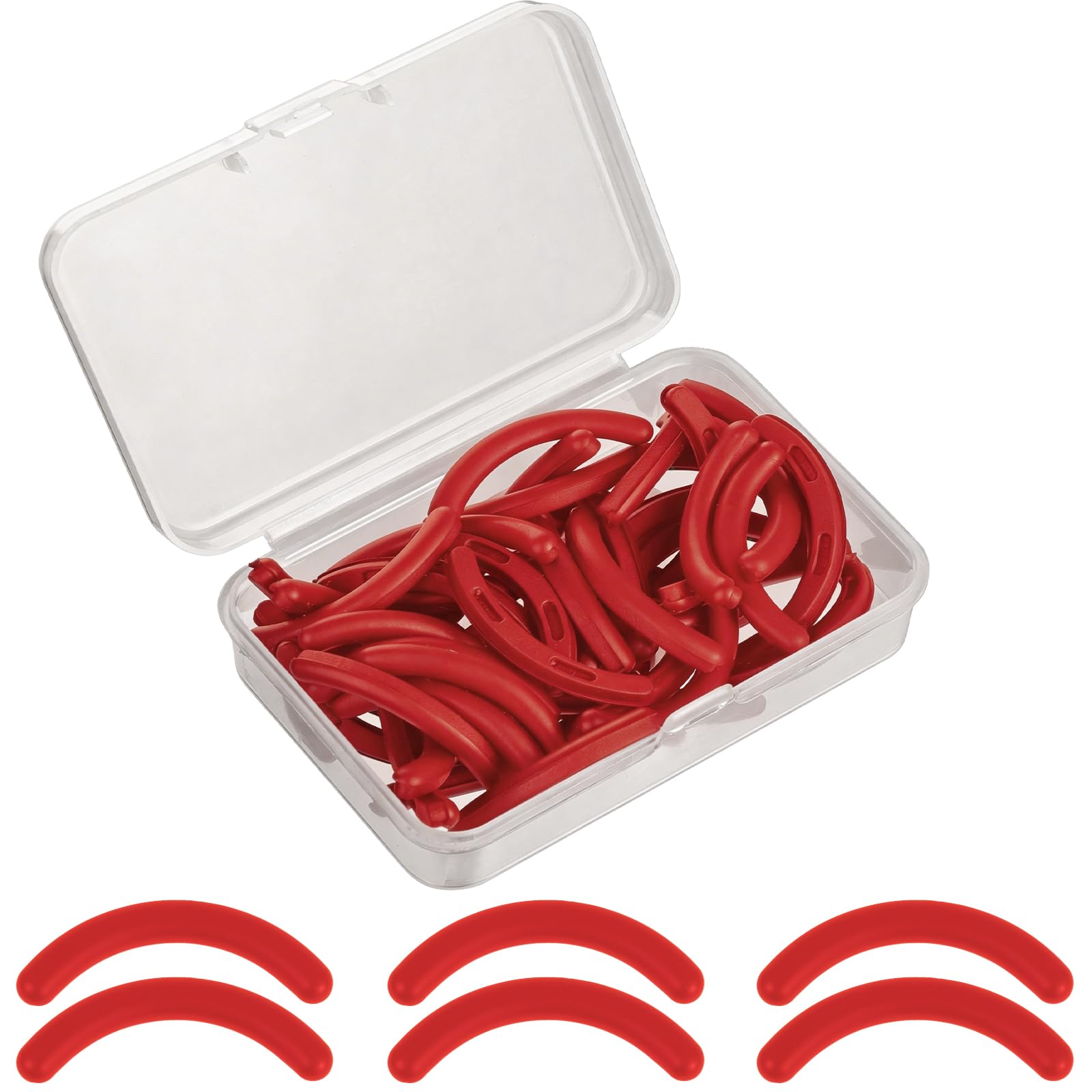 BUTBU 50 Stück Ersatzpads, Wimpernzange Gummi, Universal Ersatzgummis für wimpernzange, Rot-wimpernblättchen Pads, Make-up Werkzeug für Frauen und Mädchen(Rot）