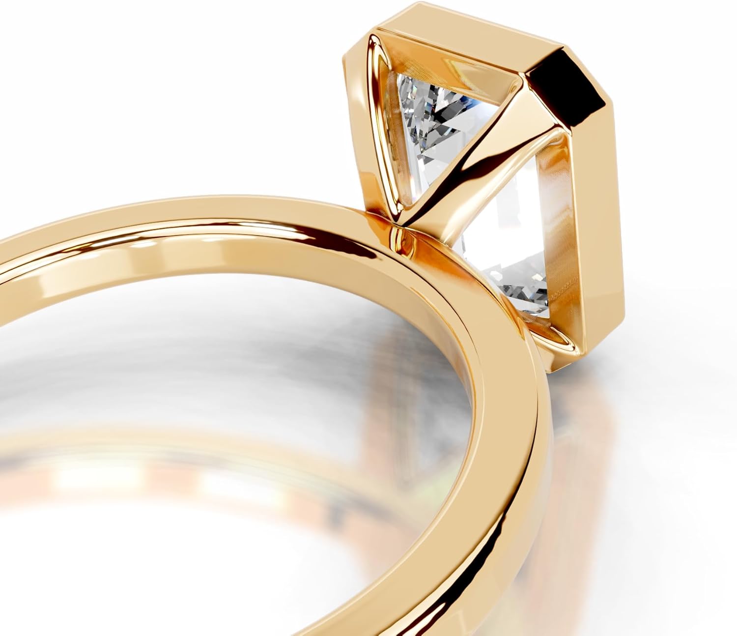 1-5 CT Emerald Cut Moissanite Engagement Ring Colorless VVS1 10K 14K 18K Solid Gold, 925 Sterling Silver Bezel Set Solitaire diamond Ring Bridal Promise Ring for Her Customizable Wedding Ring