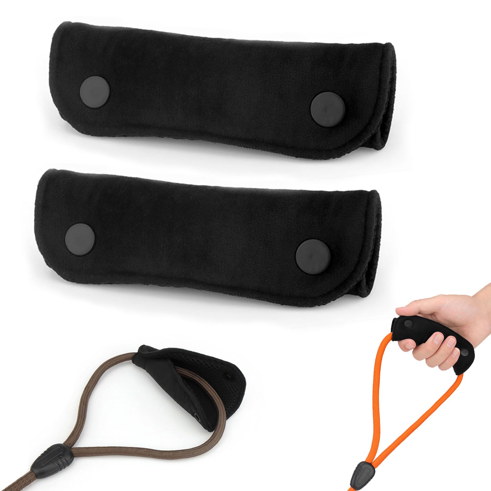 TONYFY 2 x Grip Handle Sleeve - Soft Dog Lead Wrap - Velvet & Polyester Mesh for Comfortable Grip - Handle Sleeve Protective Pad for Dog Leash/Bag/Crutches/Luggage Handles