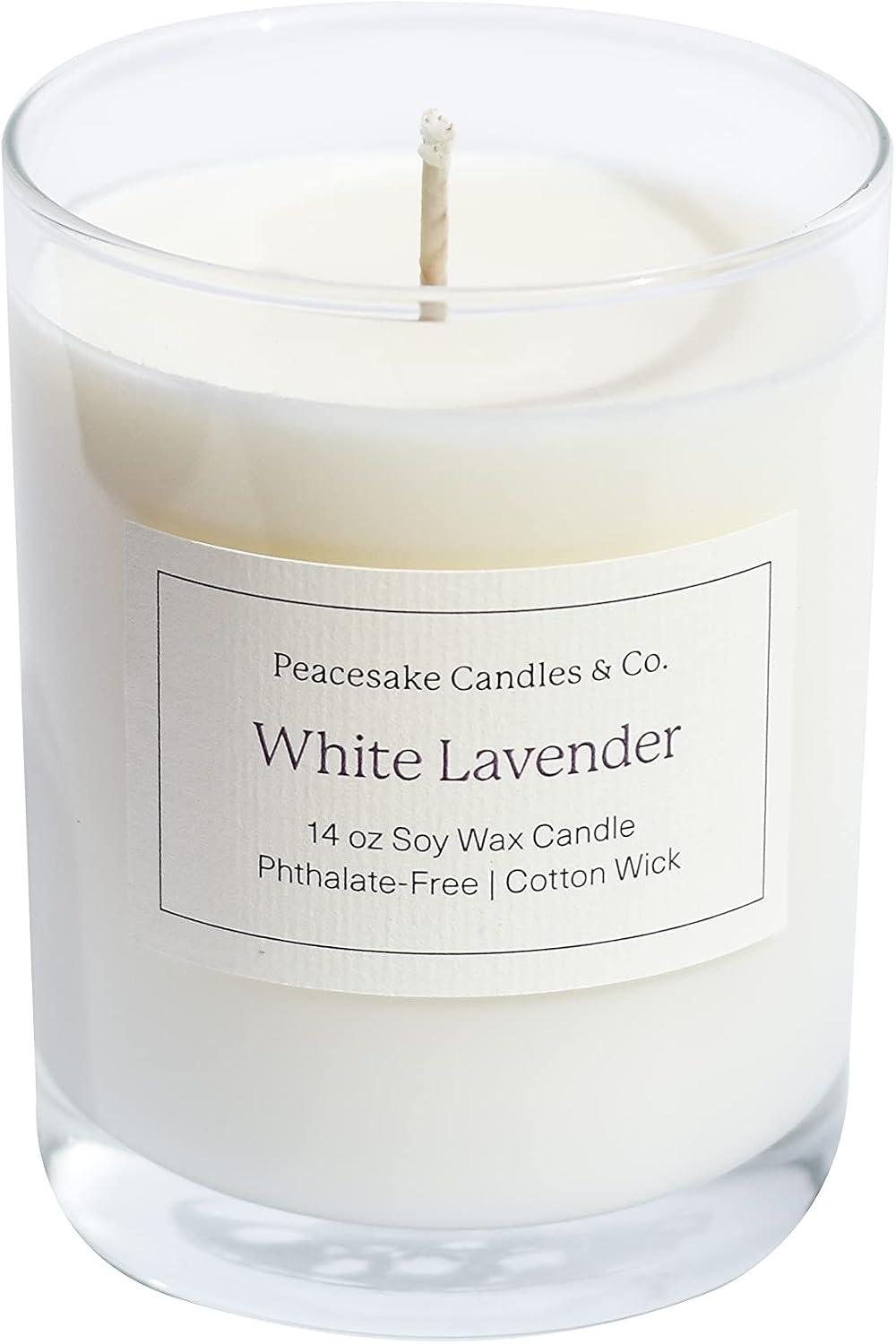White Lavender, Peacesake Candles & Co. 100% Handmade Soy Wax Scented Candle, 14 oz