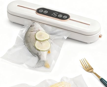 Smart Vacuum Sealer with LED Touch Screen - Automatic Food Vacuum Sealer Machine, Dry/Moist Modes, for Kitchen, Meal Prep & StorageWhite