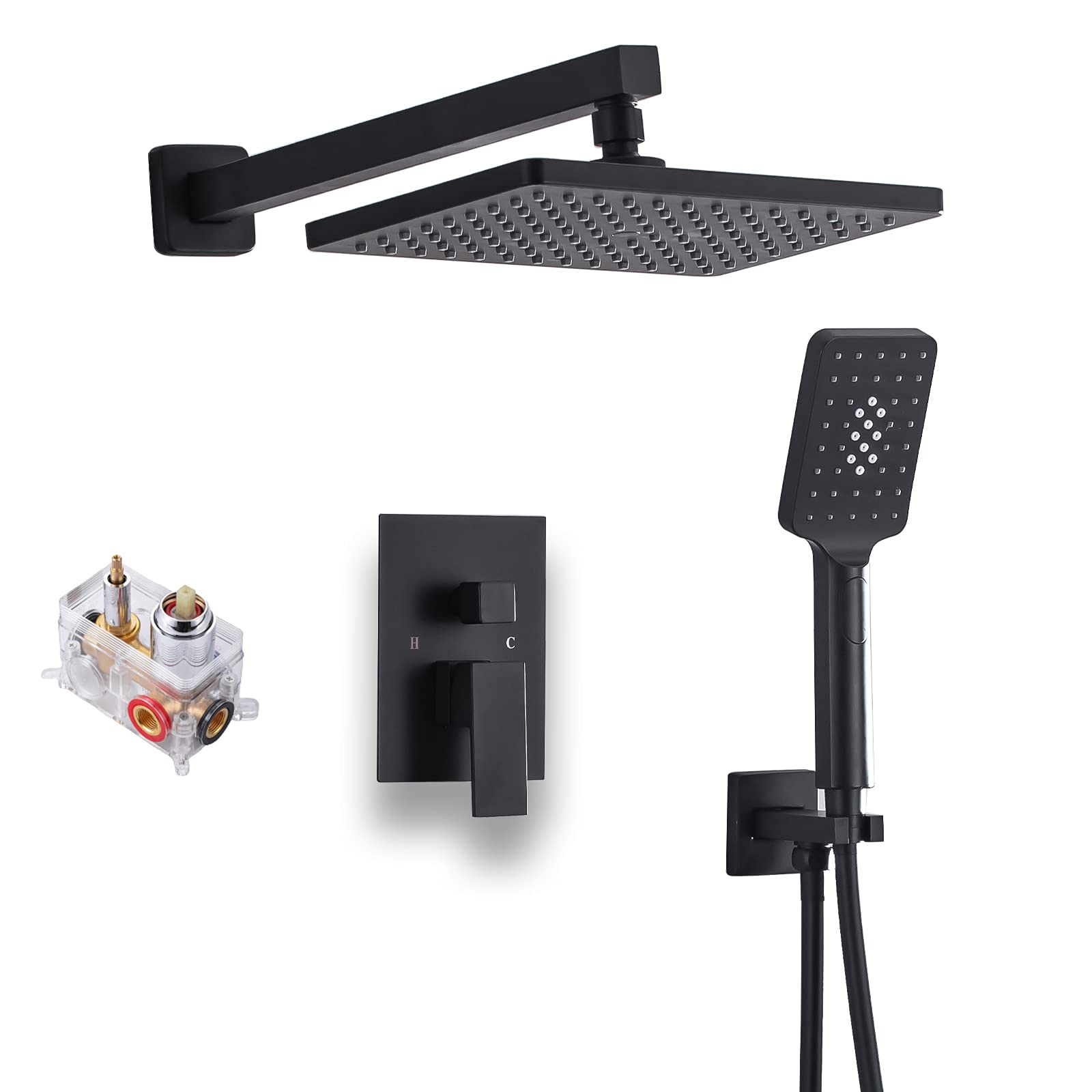 Buy Shower System Matte Black Wall Bathroom Shower Fixtures with Rain