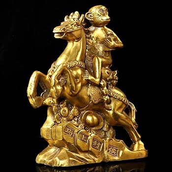 Amazon.co.jp: 風水像と置物中国の真鍮の馬の猿の装飾品、馬の彫刻に