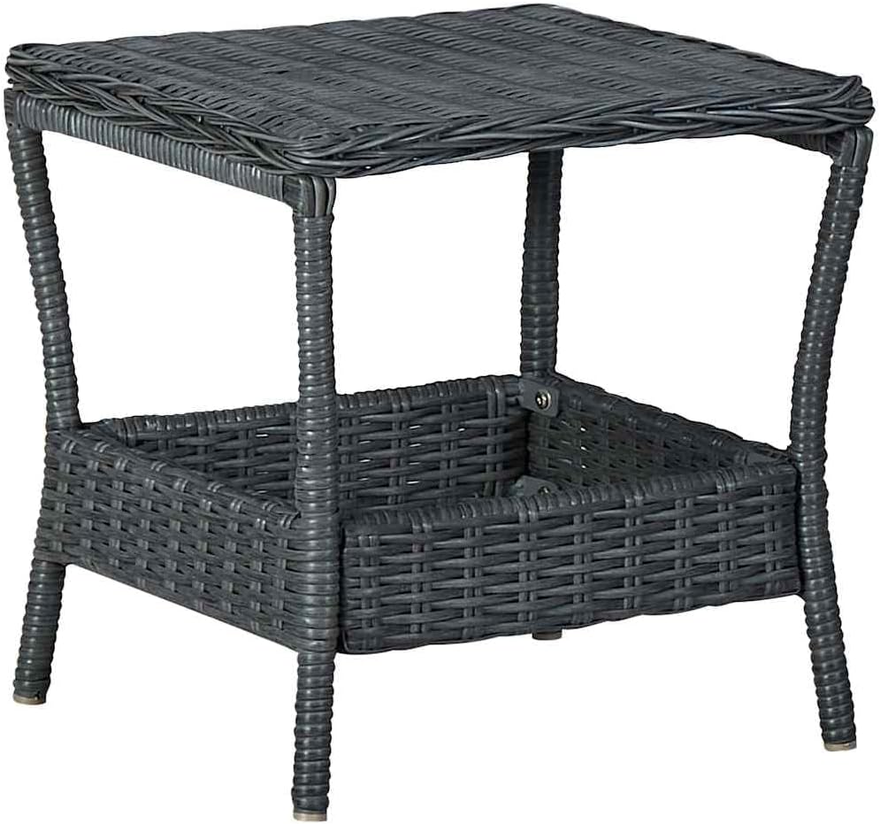 Compact Square Garden Table, Brown Poly Rattan Patio Coffee Table, Weather-Resistant Side Table for Balcony, Terrace, and Backyard, Durable Powder-Coated Steel Frame
