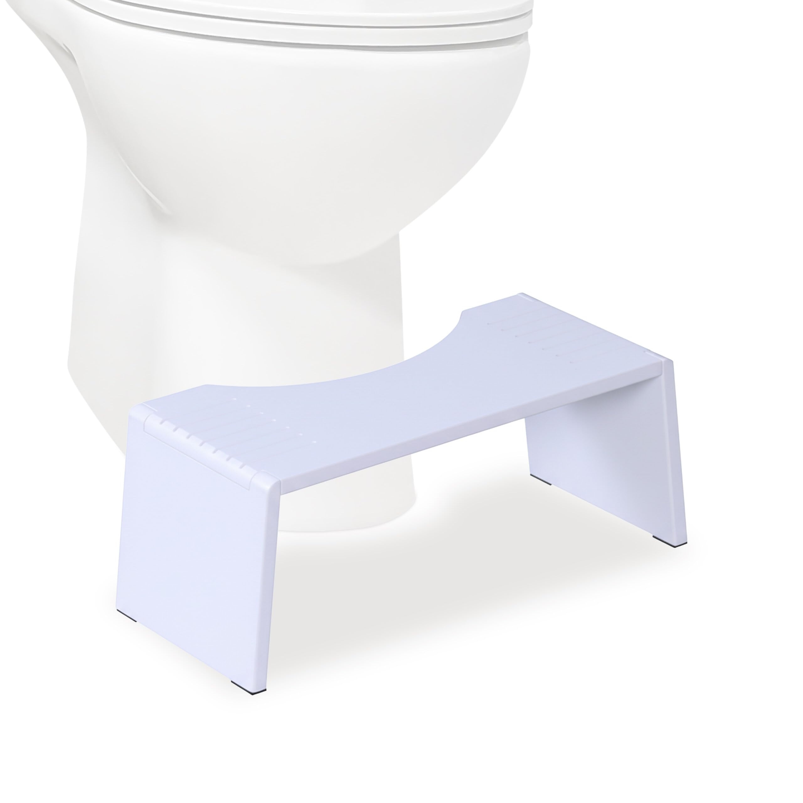 Relaxdays Taburete Inodoro Plegable de bambú Antideslizante, reposapiés para Adultos, 43,5x20x19 cm, Blanco
