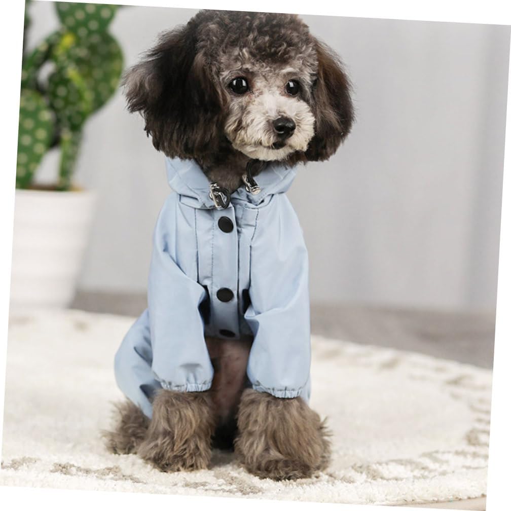 Milisten Reflective Waterproof Dog Raincoat Breathable Four-Leg Pet Rain Jacket Blue M for Outdoor Puppies and Dogs