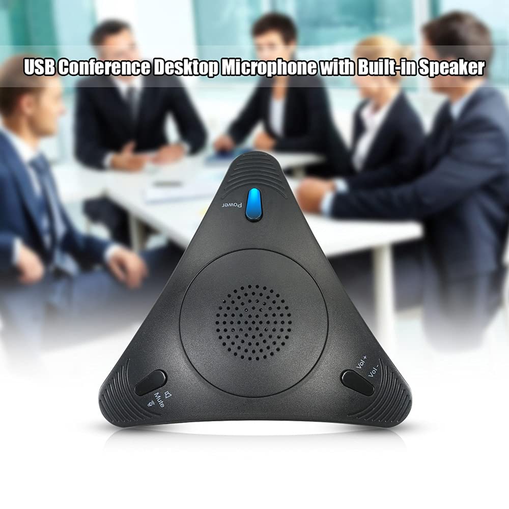 Microfono per conferenza USB Microfono omnidirezionale da Tavolo con Cavo Supporto per Altoparlante Integrato Controllo del Volume Funzione Muto
